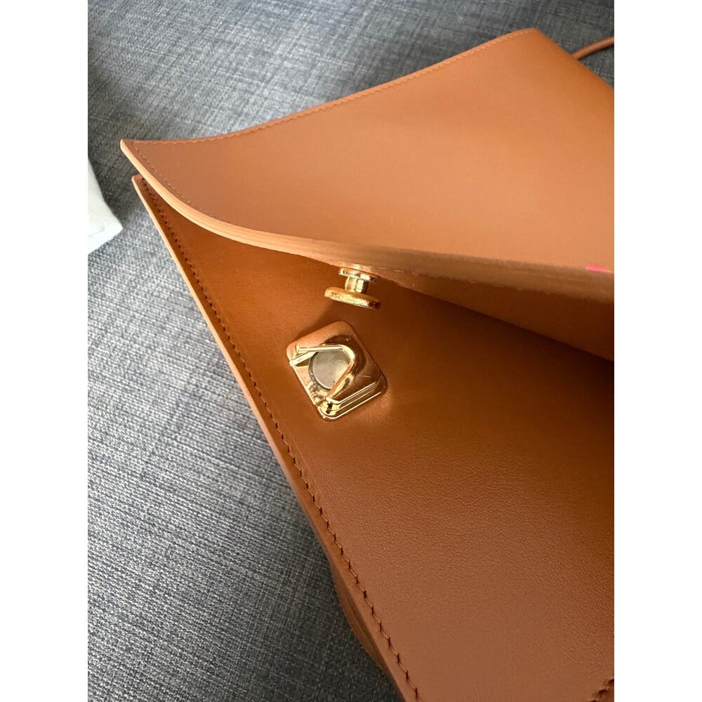 NWT Schoneberg Italy Cognac Leather Shoulder Bag Crossbody Purse Dust Bag - Picture 6 of 7